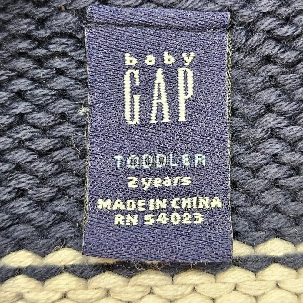 BABY GAP TODDLER ANCHOR SWEATER – SIZE 2Y – NAVY/CREAM STRIPES – 100% COTTON